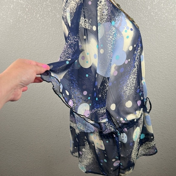 Mushbaby Sienna Rose, Inc. Sheer Blue Sequin V-Neck Summer Beach Cover-Up Size L - Picture 4 of 7